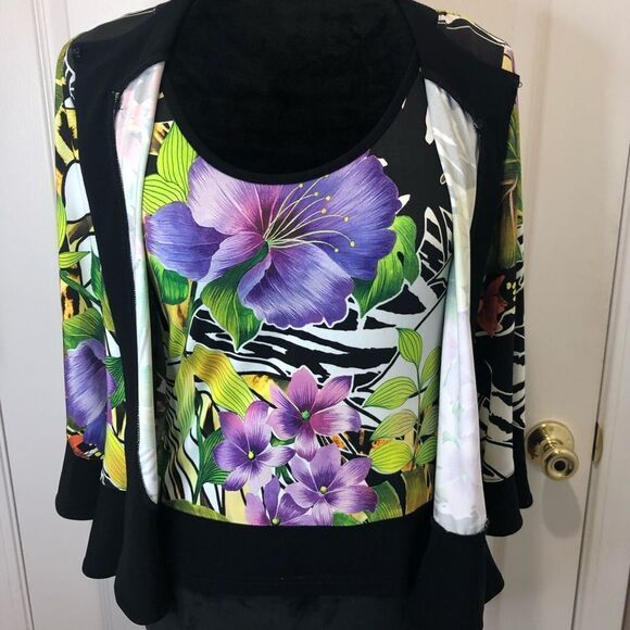 Joseph Ribkoff floral print jacket and shell tank top set, size 6 - Picture 7 of 16